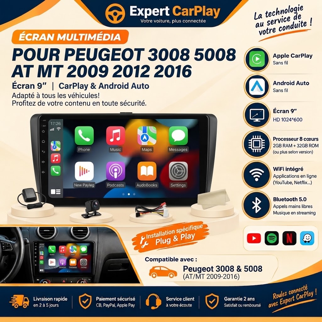 CarPlay Peugeot 3008 5008 2009-2016