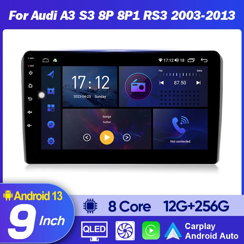Autoradio CarPlay Android 12 Audi A3 2003-2013