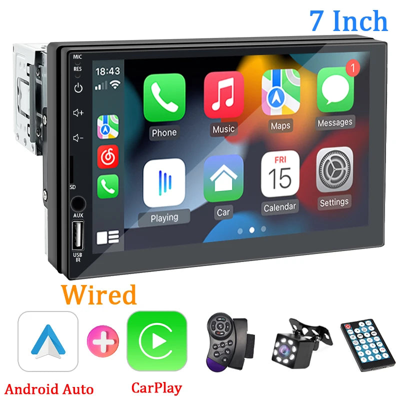 Autoradio 1 DIN CarPlay & Android Auto Écran Tactile 7"