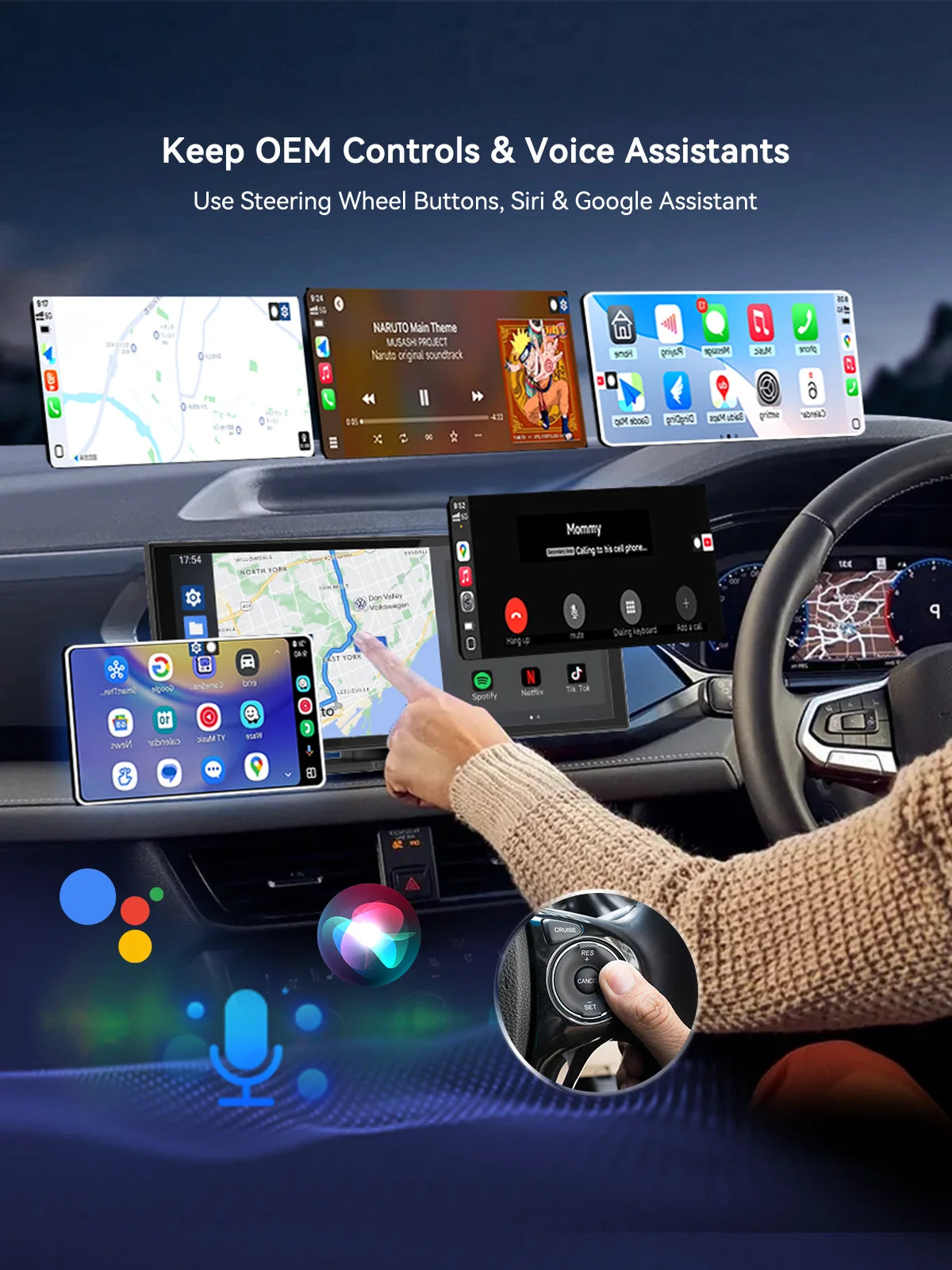Adaptateur CarPlay & Android Auto Sans Fil USB-C 2-en-1