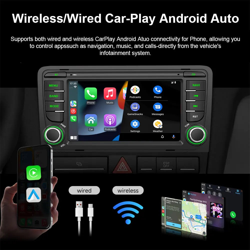 Écran CarPlay Android Auto Audi A3/S3/RS3
