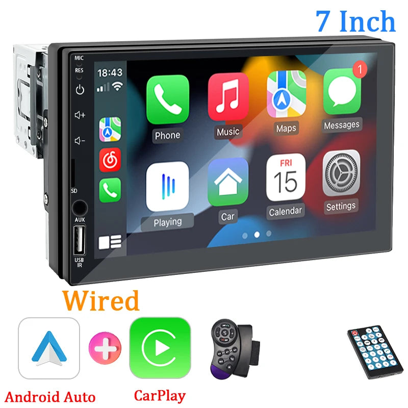 Autoradio 1 DIN CarPlay & Android Auto Écran Tactile 7"