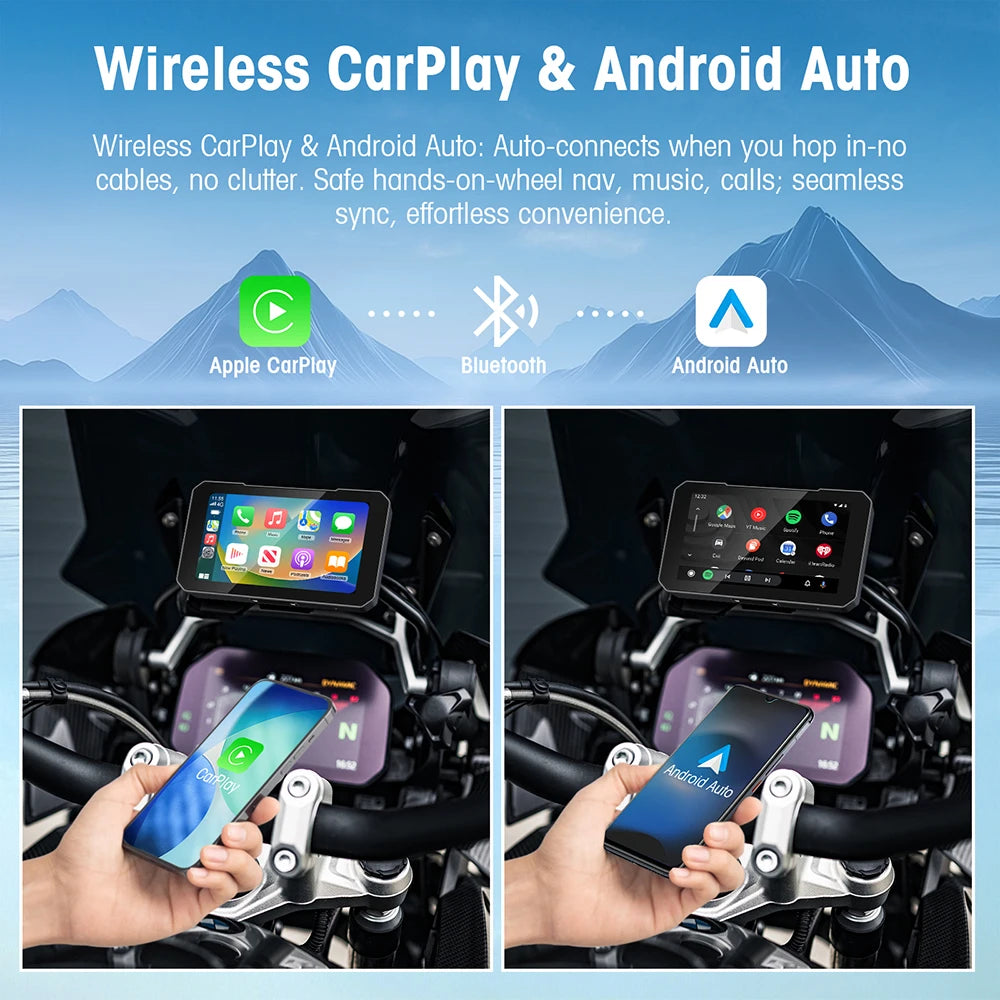 Écran moto CarPlay Android Auto 5 pouces – navigation GPS portable étanche