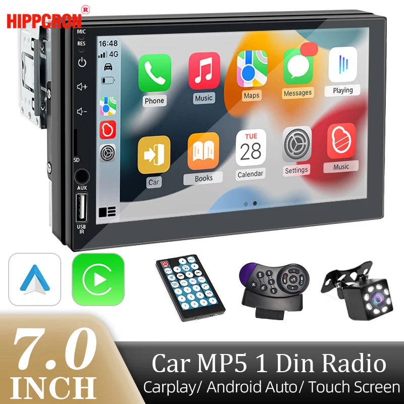 Autoradio 1 DIN CarPlay & Android Auto Écran Tactile 7"