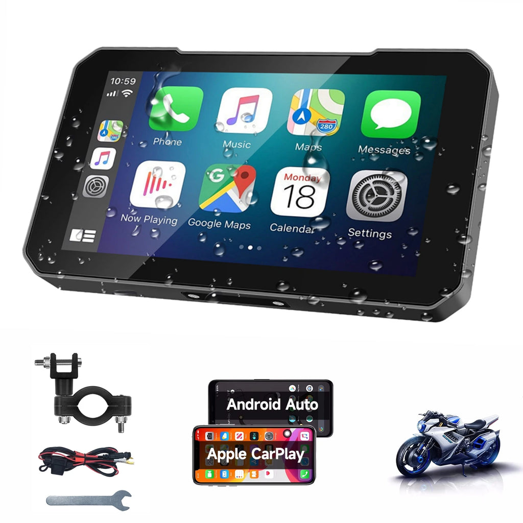 Écran moto CarPlay Android Auto 5 pouces – navigation GPS portable étanche