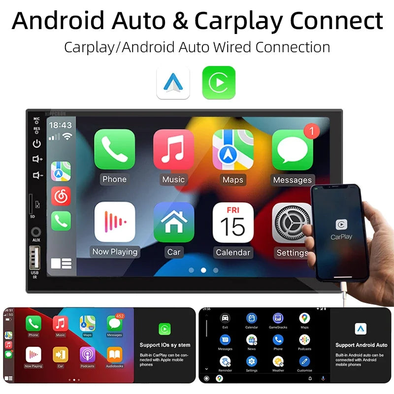 Autoradio 1 DIN CarPlay & Android Auto Écran Tactile 7"