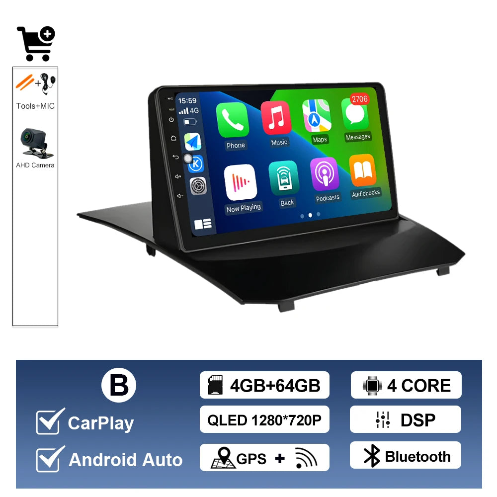 Système multimédia Android 9” CarPlay & Android Auto pour Ford Fiesta (2008–2019)