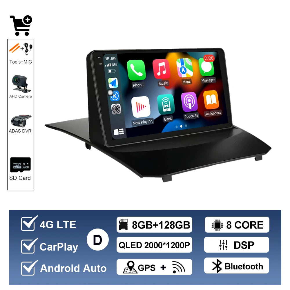 Système multimédia Android 9” CarPlay & Android Auto pour Ford Fiesta (2008–2019)