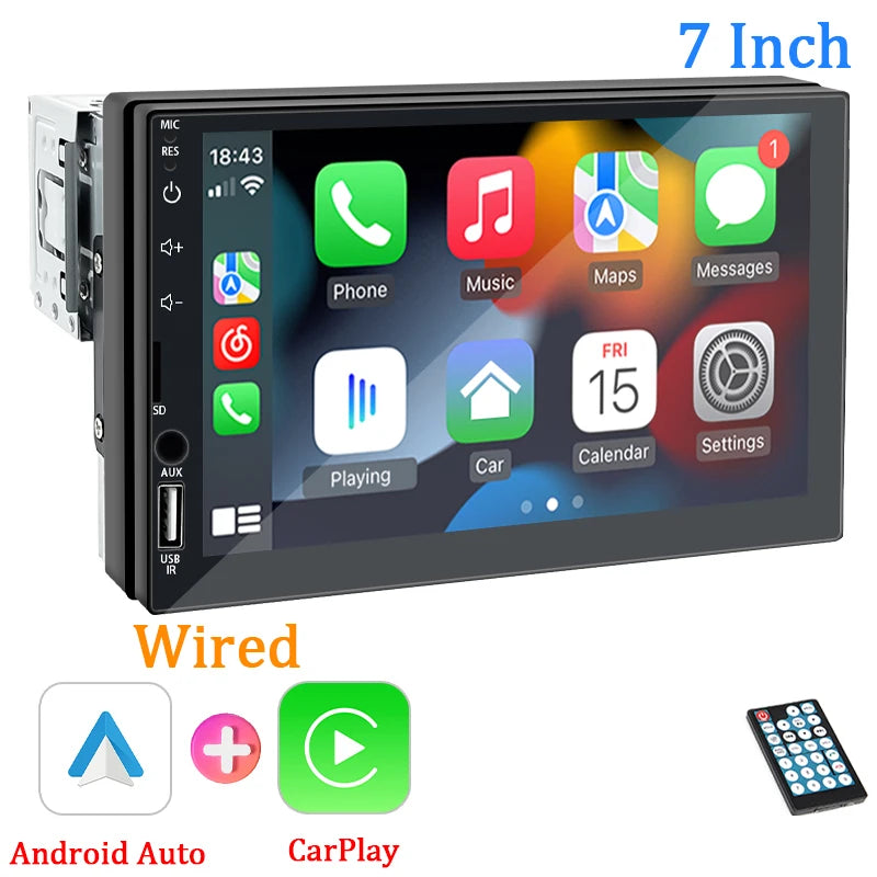 Autoradio 1 DIN CarPlay & Android Auto Écran Tactile 7"